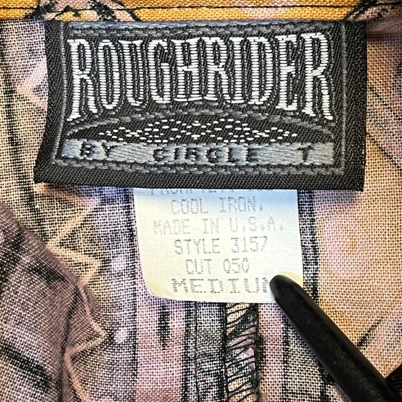 RoughRidee Vintage Western Multicolor Geometric‎ Eclectic Cut Out Button Down M - Picture 5 of 6